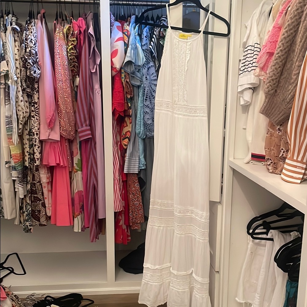 Elegant White Halter Maxi Dress ROLLER RABBIT